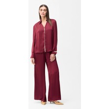 Love My Body Beli Lastikli Cep Detaylı Pantolon Bordo 153L9898000