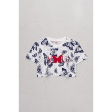 Dmb Kids Kelebek Baskılı Kız Çocuk Crop T-Shirt