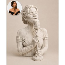 Layerart Atelier Kişiye Özel Fotoğraftan Heykele Parametrik Katmanlı Şarkıcı Ahşap Büst 25CM – Özel Tasarım Fotoğraftan Büst
