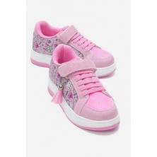 Ccway Resimli Simli Anorak Çocuk Spor Ayakkabı 31-35 Pembe