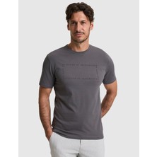Pierre Cardin Erkek Koyu Gri Regular Fit %100 Pamuk Bisiklet Yaka Tişört 50327871-VR080