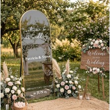 Lora Wedding Nişan Ayna Yazısı Isme Özel 50CM Altın | Welcome To The Wedding ve Isimleriniz Yazılı Söz Nişan Düğün Için Karşılama Ayna Yazısı Sticker, Folyo, Vinil