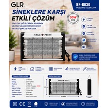 Alpotekno Glr KF-6030 30W Elektrikli Sinek Öldürücü Uv Lambalı Sivrisinek ve Uçan Böcek Yok Edici Cihaz 505 mm