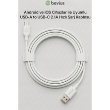 Divex Bevius Android ve Ios Cihazlar Ile Uyumlu Usb-A To Usb-C 2.1A Hızlı Şarj Kablosu