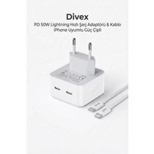 Divex 50W Lightning Hızlı Şarj Adaptörü & Kablo | Lphone Uyumlu Güç Koruma Çipli