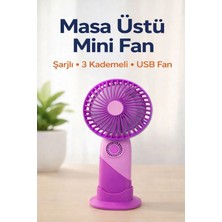 İnovaxis Standlı Şarjlı Mini El Fanı – 3 Kademeli, Sessiz, Taşınabilir Masaüstü Vantilatör