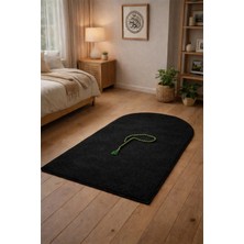 Lugmo Seccade Namaz Halısı Yıkanabilir Kaymaz Taban Peluş 70X120 cm Siyah