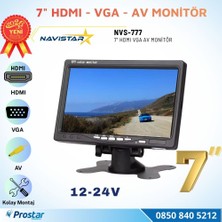 Navistar 7 Inç HDMI / VGA / Av Çok Amaçlı Araç ve Taşıt Monitörü Üç Giriş, Her Cihaza Uyumlu 12-24V