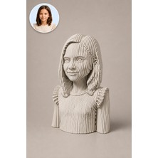 Layerart Atelier Kişiye Özel Parametrik Fotoğraftan Kişiye Özel Ahşap Çocuk Heykeli – Katmanlı Parametrik Büst 25CM