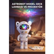 Evgereçlerim Astronot Projektörlü Gece Lambası Stickerlı LED Uzaktan Kumandalı