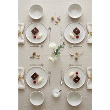 Bonna Porselen Lunar Beyaz 28 cm Hygge Düz Tabak 6 lı