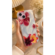 Edelfu iPhone 15 Plus / 14 Plus Uyumlu - Aurora Parlak Tüy Desenli Gümüş Koruyucu Silikon Telefon Kılıfı