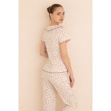 Çağrı Homewear Fransız Yaka Fiyonklu Gipeli Pijama Takımı