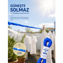 Beylini 2 Adet 10 mt Polyester Çamaşır Ipi Pvc Kaplama Sarkma Yapmaz Balkon Çamaşır Askılığı Çok Amaçlı Kurutma Mavi