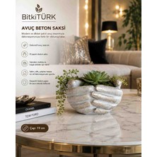 🤲✨ Avuç Beton Saksı | El Yapımı Dekoratif Saksı | 19 cm | Bitkitürk ✨🤲