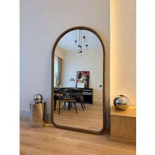 Effe Yapı Dekor Doğal Ahşap Çerçeveli 180X100 cm ( Ceviz ) Oval Ayaklı Boy Aynası