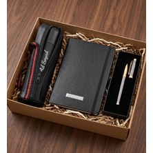 vegahediye v vega Kişiye Özel Çantalı Siyah Termos & Defter & Dolma Kalem Premium Ofis Hediye Seti