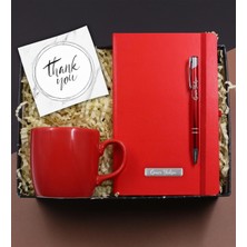 vegahediye v vega Kişiye Özel Kırmızı Defter & Kalem & Kırmızı Kupa Ofis Hediye Seti