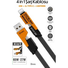 Divex 4'ü 1 Arada Hızlı Şarj Kablosu - 65W Ultra Hızlı Şarj ve Veri Transferi
