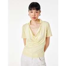 Koton Slim Fit Polo Degaje Yaka Kısa Kollu Bluz