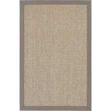 Cool Halı Boston Vizon Açık Kahve Bordürlü Sisal Halı Balıksırtı Desenli Japandi Stil Trend Pati Dostu Halı