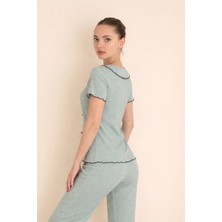 Çağrı Homewear Fransız Yaka Fiyonklu Gipeli Pijama Takımı
