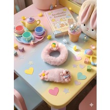 Ca Shopping Ayıcık Çiçek Figürlü Pembe Peluş Ikili Toka Seti