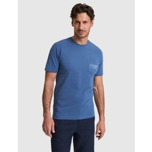 Pierre Cardin Erkek Indigo Regular Fit %100 Pamuk Bisiklet Yaka Tişört 50327866-VR028