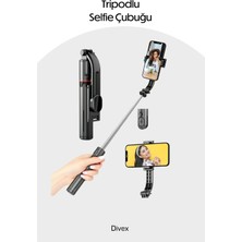 Divex Tripod Çok Amaçlı Selfie Çubuğu -Kablosuz Monopod Selfie Çubuğu Bluetooth Kumandalı