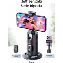 Divex Yapay Zeka Yüz Takipli Sarsıntı Önleyici Telefon Tutucu Uzatılabilir 360° Selfie Çubuğu Tripod