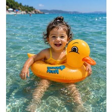 Toha Ördek Desenli Bebek Flatörü Şişme Yüzme Simidi 75X54 cm Bacak Destekli Bebek Deniz Simidi