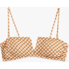 Koton Dokulu Ekose Straplez Bandeau Bikini Üstü