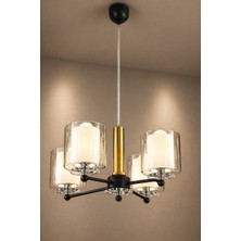 Minimal Luxury Crystal Black & Gold Quad Cam Avize