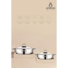 Amboss Nirvana 4 Parça Paslanmaz Çelik 18-20 cm Cam Kapaklı Sahan Seti