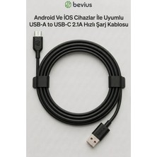 Divex Bevius Android ve Ios Cihazlar Ile Uyumlu Usb-A To Usb-C 2.1A Hızlı Şarj Kablosu