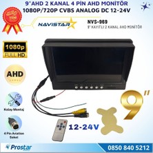 Navistar 9 Inç Ahd 2 Kanal Full Hd Araç Monitörü Ahd 1080P/720P + Cvbs Analog Uyumlu 12-24V