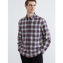 LC Waikiki Bordo Regular Fit Uzun Kollu Ekose Erkek Oduncu Gömlek