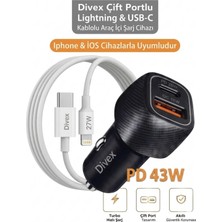 Divex Lphone & Ios Uyumlu Araç Içi Çakmaklık Lightning Girişli Hızlı Şarj Aleti & Kablosu