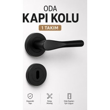 Nzb Oda Kapı Kolu 1 Takım Mat Siyah Yuvarlak Rozetli Şık Modern Iç Oda Kapı Kolları
