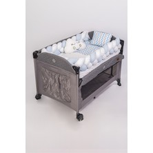 Jasmin Bebe Home Örgülü Park Beşik ve Ahşap Beşik Uyku Seti 5 Parça (70X110, 70X120, 70X130, 60X120)