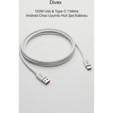 Divex 120W USB & Type-C 1 Metrelik Tüm Android Cihazlara Uyumlu Hızlı Şarj Kablosu