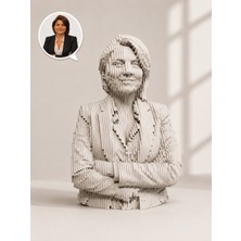 Layerart Atelier Kişiye Özel Fotoğraftan Heykele Parametrik Katmanlı Iş Kadını Ahşap Büst 25CM – Özel Tasarım Fotoğraftan Büst