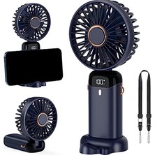 Gaman Renkli 5 Hız Modlu Şarjlı El Fanı - Telefon Standlı Taşınabilir Soğutucu Mini Masa Fanı 1 Adet Renkli Şarjlı Vantilatör