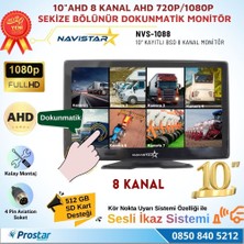 Navistar 10 Inç 8 Kanal Dokunmatik Ahd 1080P/720P Kayıtlı Araç Monitörü 12-24V