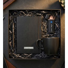 vegahediye v vega vegahediye v Kişiye Özel USB Çakmak Defter Kupa Kalem Premium Hediye Seti Siyah Metal Yapı