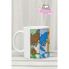 Kizaru Home Sailor Moon - Usagi Tsukino, Mızıno Ami, Hino Rei, Kino Makoto ve Aino Minako Karakterler Anime Tasarım Baskılı Porselen Kupa Bardak