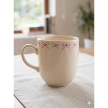 Palto Tasarım Pembe Kurdele Krem Juno Kupa -Hediyelik Kupa Fincan Mug