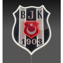 3D Bade Beşiktaş Özel Seri Neon LED Duvar Dekoru