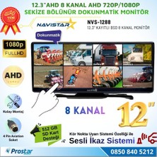 Navistar 12.3 Inç 8 Kanal Full Hd Ahd Geniş Ekran Dokunmatik Kayıtlı Araç Monitörü 12-24V