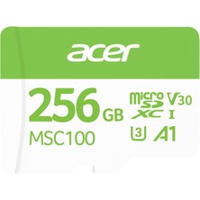  acer msc100 256gb microsd hafıza kartı u3 v30 a1 aksiyon kamera ve güvenlik kamerası uyumlu